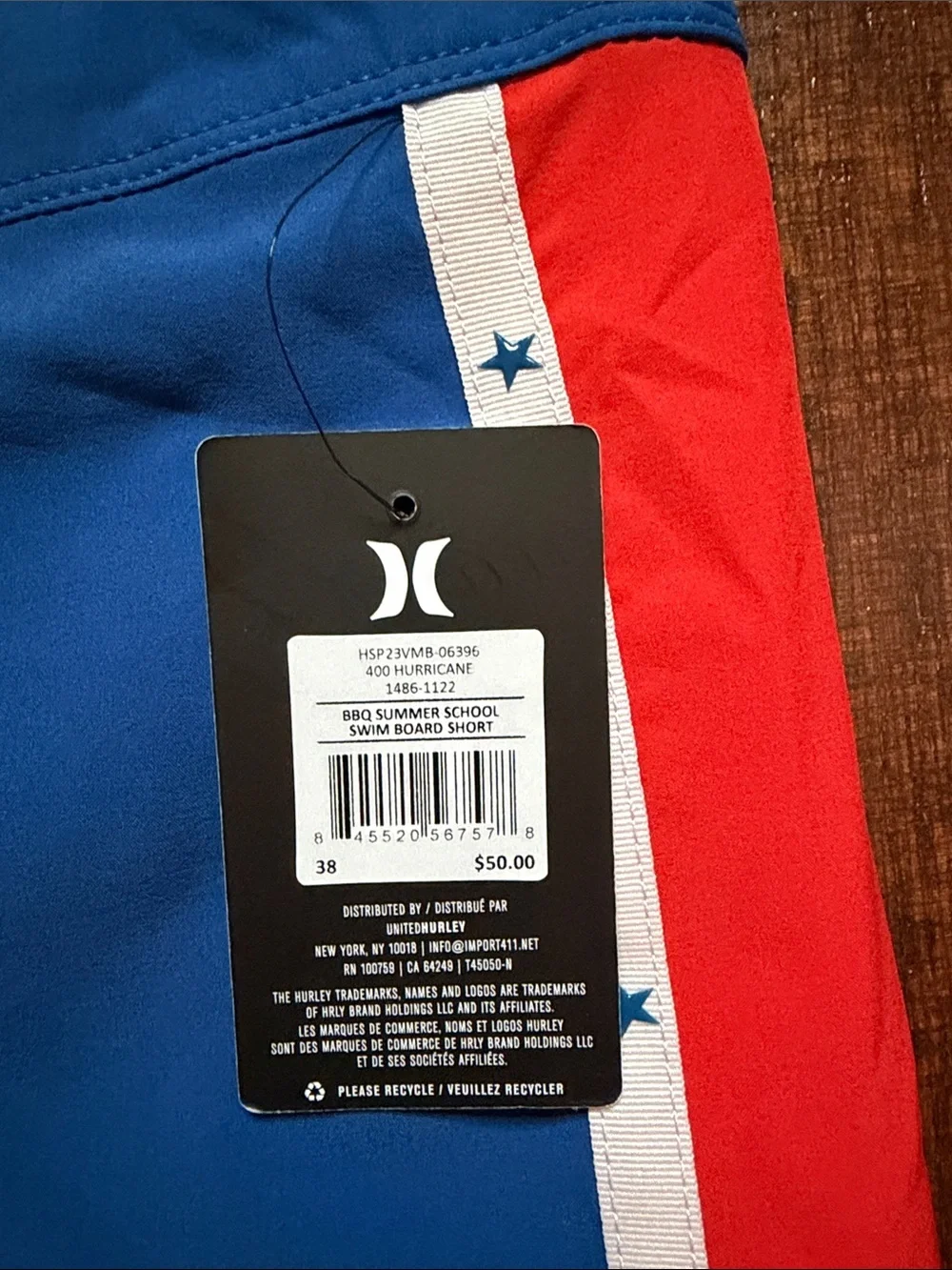 Hurley Royal Blue Board Shorts with Red Side Panels
